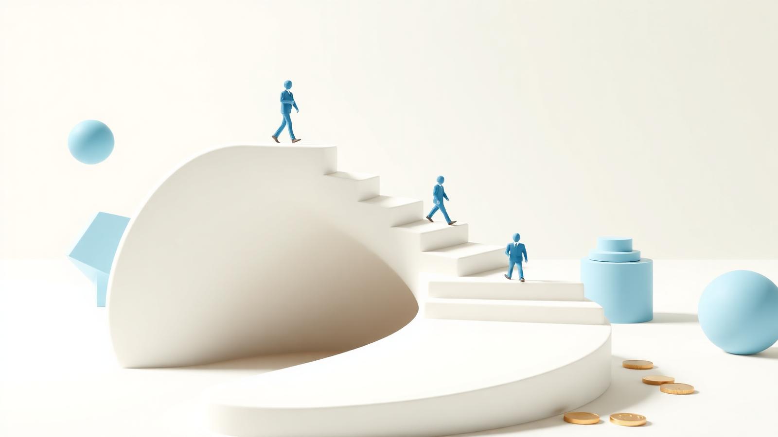 Illustrazione: figure che salgono una scala di apprendimento